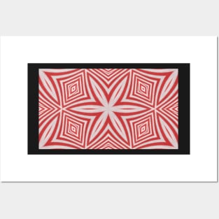 Red and white Sea star pattern Posters and Art